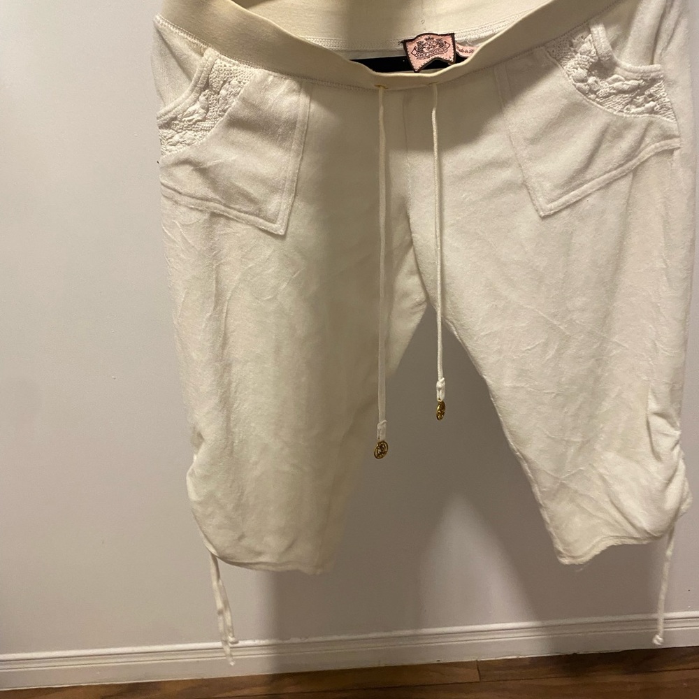 Juicy Couture White Drawstring Capri Pants